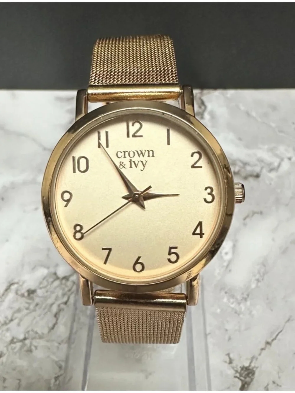 3/$30 Crown & Ivy Watch Women Rose Gold Tone Mesh Band New Battery 9 Inch